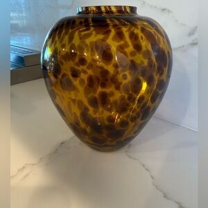 Tortoise Glass Vase Brown Amber - Height 6" Width 4.5" Rim 2" $99 NEW